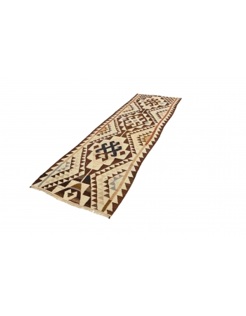 Vintage Decorative Herki Kilim Runner - 3`4" x 10`5"