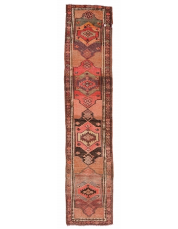 Vintage Decorative Herki Runner Rug - 2`11" x 12`2"