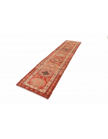 Vintage Decorative Herki Runner Rug - 2`10" x 12`2"