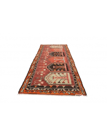 Unique Vintage Kars Kilim Rug - 4`8" x 11`4"