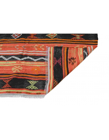 Embroidered Vintage Turkish Kilim Rug - 5`7" x 10`4"