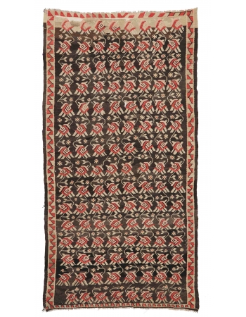 Vintage Decorative Turkish Kilim Rug - 5`2" x 10`2"