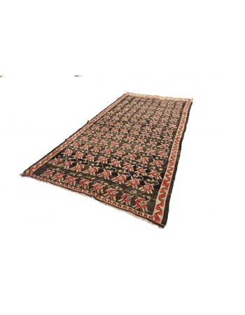 Vintage Decorative Turkish Kilim Rug - 5`2" x 10`2"