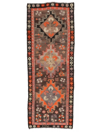 Vintage Decorative Turkish Kilim Rug - 3`10" x 10`4"