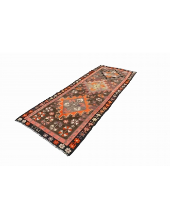 Vintage Decorative Turkish Kilim Rug - 3`10" x 10`4"