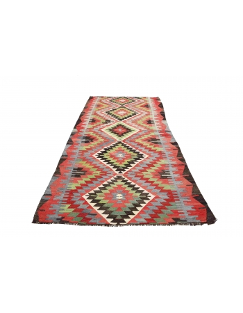 Vintage Turkish Wool Kilim Rug - 5`0" x 9`10"