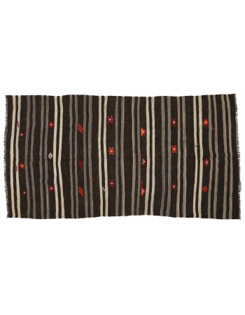 Striped Vintage Goat Hair Kilim Rug - 5`9" x 10`10"