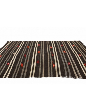 Striped Vintage Goat Hair Kilim Rug - 5`9" x 10`10"