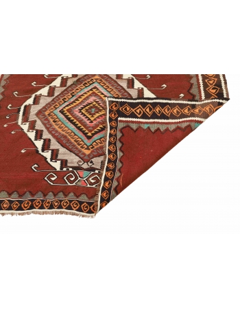 Vintage Turkish Kars Kilim Rug - 4`9" x 14`9"