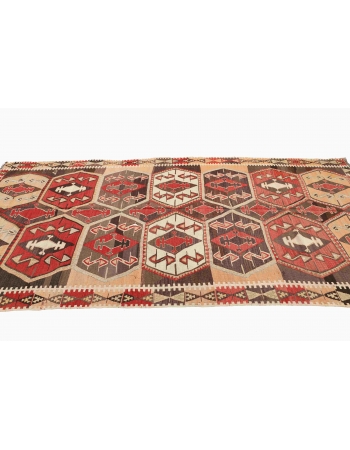 Vintage Decorative Turkish Kilim Rug - 5`1" x 11`2"