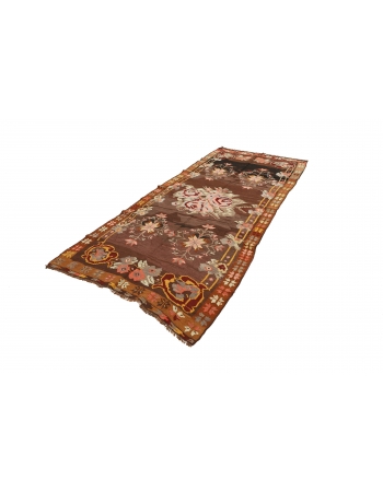 Floral Vintage Kars Kilim Rug - 4`7" x 10`0"