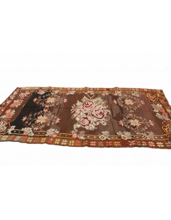 Floral Vintage Kars Kilim Rug - 4`7" x 10`0"