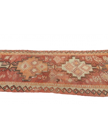 Vintage Turkish Kars Kilim Runner - 3`7" x 11`0"