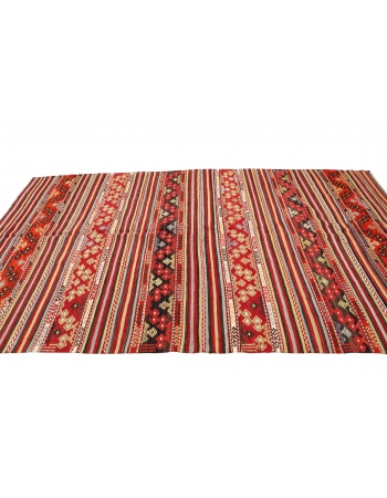 Embroidered Vintage Turkish Kilim Rug - 5`11" x 10`6"