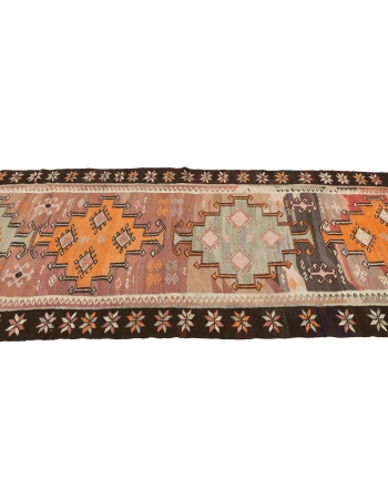 Vintage Decorative Kars Kilim Runner - 3`8" x 10`2"