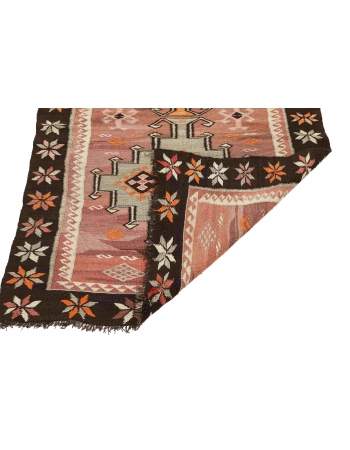 Vintage Decorative Kars Kilim Runner - 3`8" x 10`2"