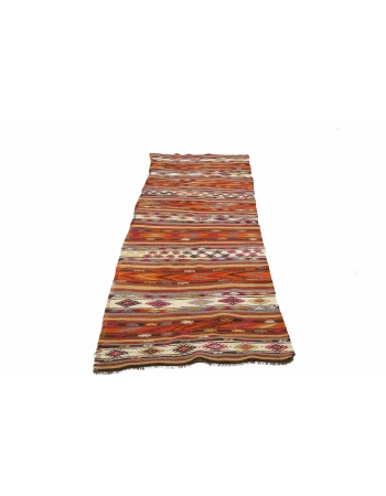 Vintage Embroidered Kilim Runner - 3`4" x 11`4"