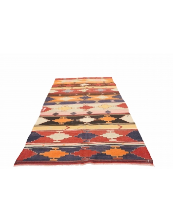 Unique Vintage Turkish Kilim Rug - 5`11" x 11`4"