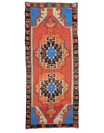 Vintage Unique Turkish Kilim Rug - 5`3" x 12`10"