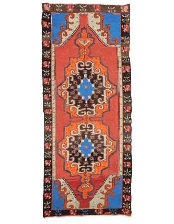 Vintage Unique Turkish Kilim Rug - 5`3" x 12`10"