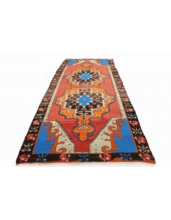 Vintage Unique Turkish Kilim Rug - 5`3" x 12`10"