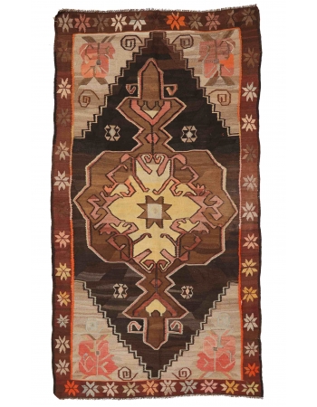 Vintage Decorative Kars Kilim Rug - 5`9" x 10`3"