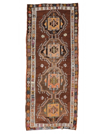 Decorative Vintage Turkish Kilim Rug - 5`11" x 13`7"