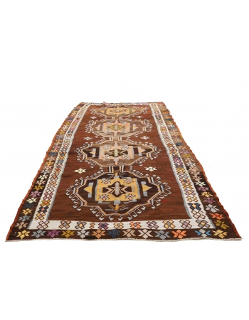 Decorative Vintage Turkish Kilim Rug - 5`11" x 13`7"