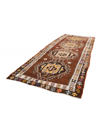 Decorative Vintage Turkish Kilim Rug - 5`11" x 13`7"