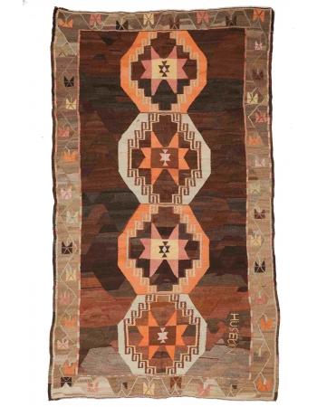 Decorative Vintage Turkish Kilim Rug - 6`6" x 11`8"