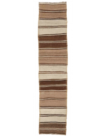 Brown Vintage Natural Kilim Runner - 2`7" x 12`3"