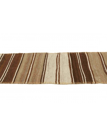 Brown Vintage Natural Kilim Runner - 2`7" x 12`3"