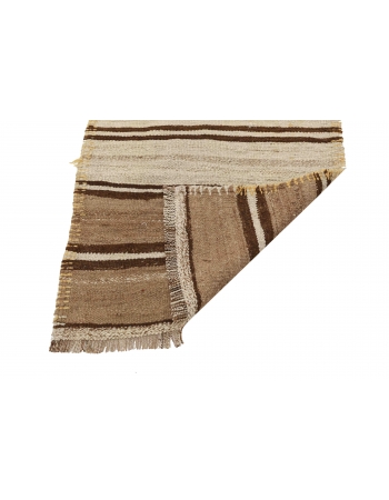 Brown Vintage Natural Kilim Runner - 2`7" x 12`3"