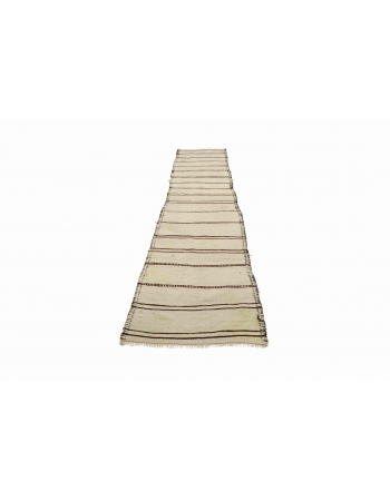 Striped Vintage Modern Kilim Runner - 2`10" x 12`10"