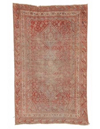 Distressed Antique Shiraz Wool Rug - 7`0" x 9`8"