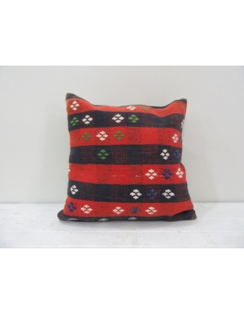 Vintage striped Turkish kilim pillow cover red