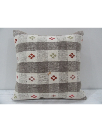 Vintage handmade white and gray striped Turkish kilim pillow cover