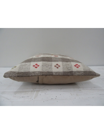 Vintage handmade white and gray striped Turkish kilim pillow cover