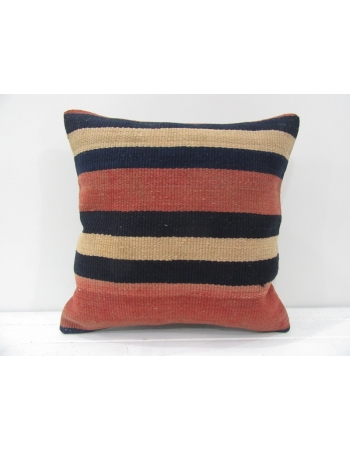 Vintage handmade black and beige striped Turkish kilim pillow cover