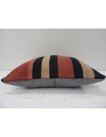 Vintage handmade black and beige striped Turkish kilim pillow cover