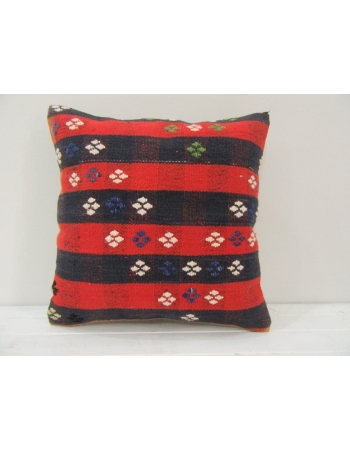 Vintage red and navy blue Turkish kilim pillow cover