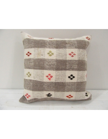 Vintage Handwoven Beige Kilim Pillow Cover