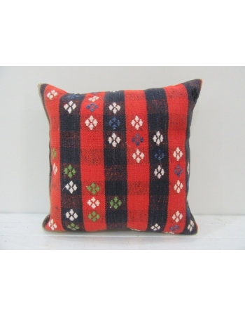 Vintage Handwoven Red and Navy Blue Turkish Kilim Pillow cover