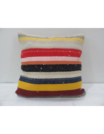 Vintage Handmade Colorful Striped Turkish Kilim Pillow cover