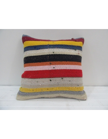 Vintage Handwoven Colorful Striped Turkish Kilim Pillow cover