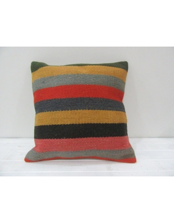 Vintage Handwoven Colorful Striped Turkish Kilim Pillow cover