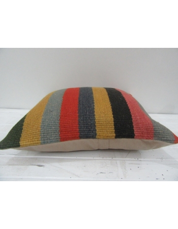 Vintage Handwoven Colorful Striped Turkish Kilim Pillow cover