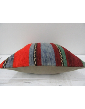 Vintage Handwoven Colorful Striped Turkish Kilim Pillow cover