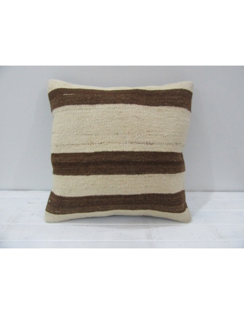 Vintage Handwoven Brown Striped Beige Turkish Kilim Pillow cover