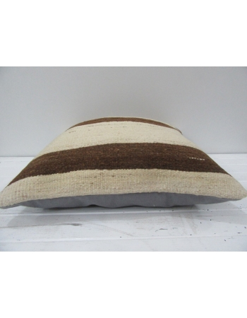 Vintage Handwoven Brown Striped Beige Turkish Kilim Pillow cover